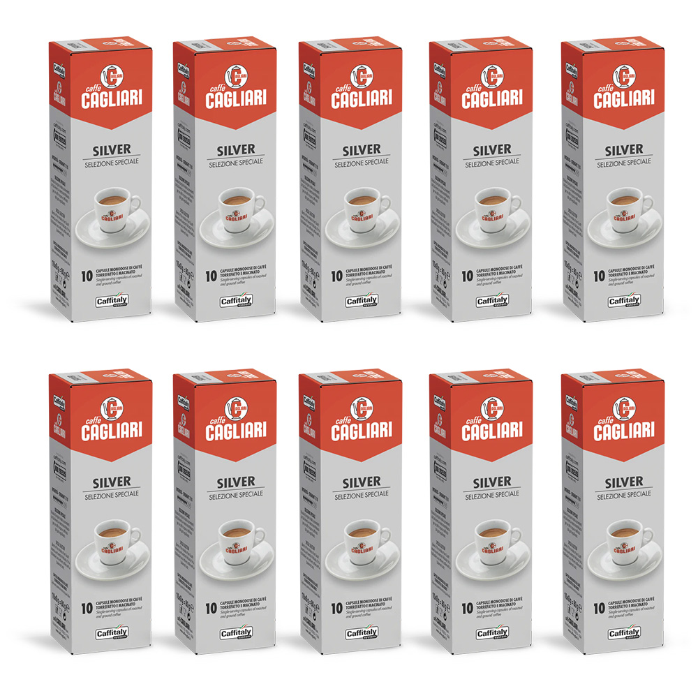 100 Caffitaly System Cagliari Silver Capsules