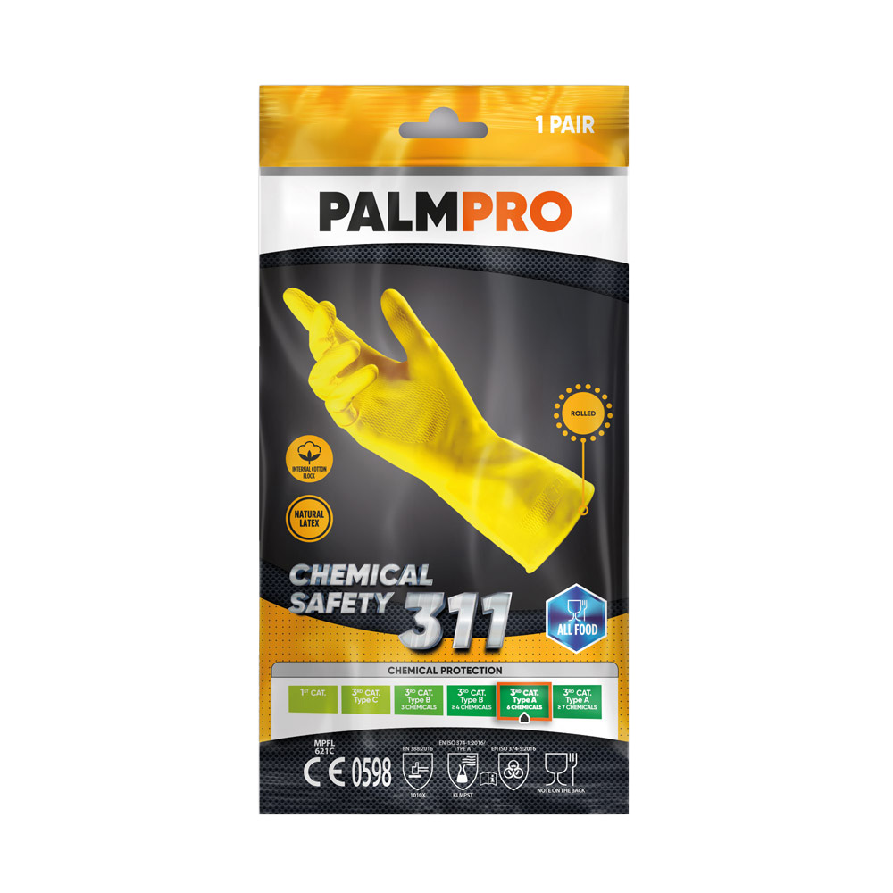 Palmpro Chemical Safety Reusable Latex Gloves Size L