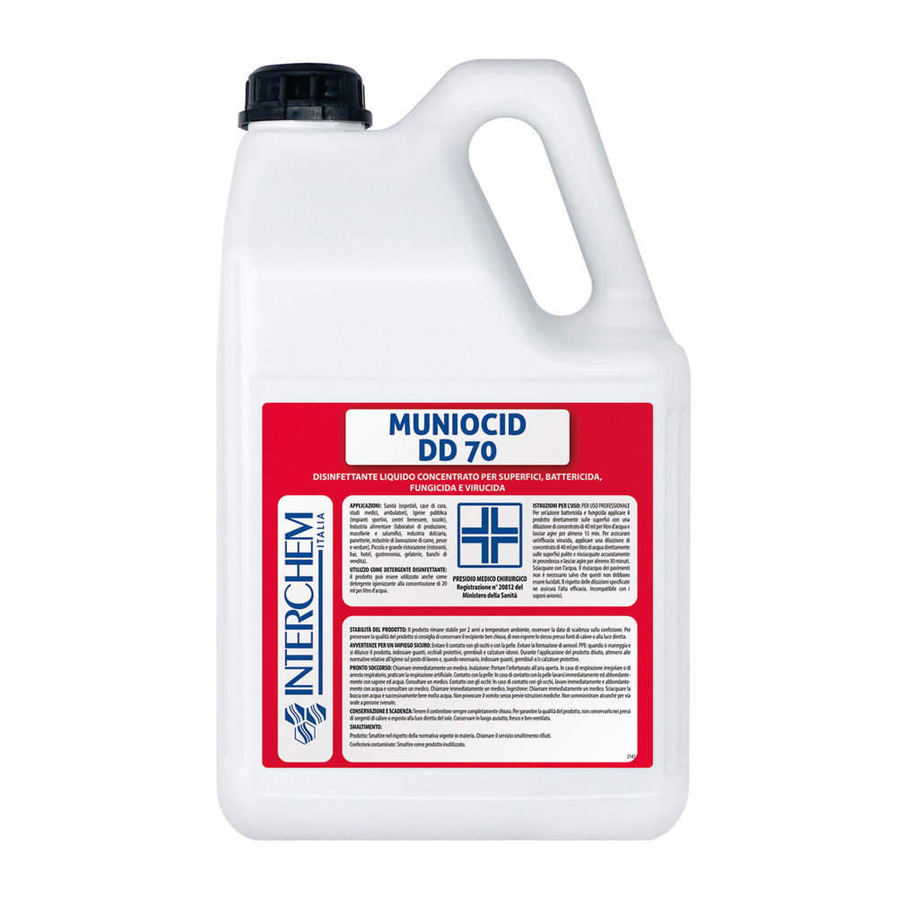 Muniocid DD 70 5 liter disinfectant detergent canisters box