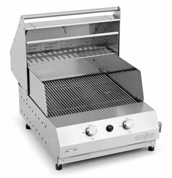 Fry Top 500 basic 2-burner countertop gas barbecue with round grill