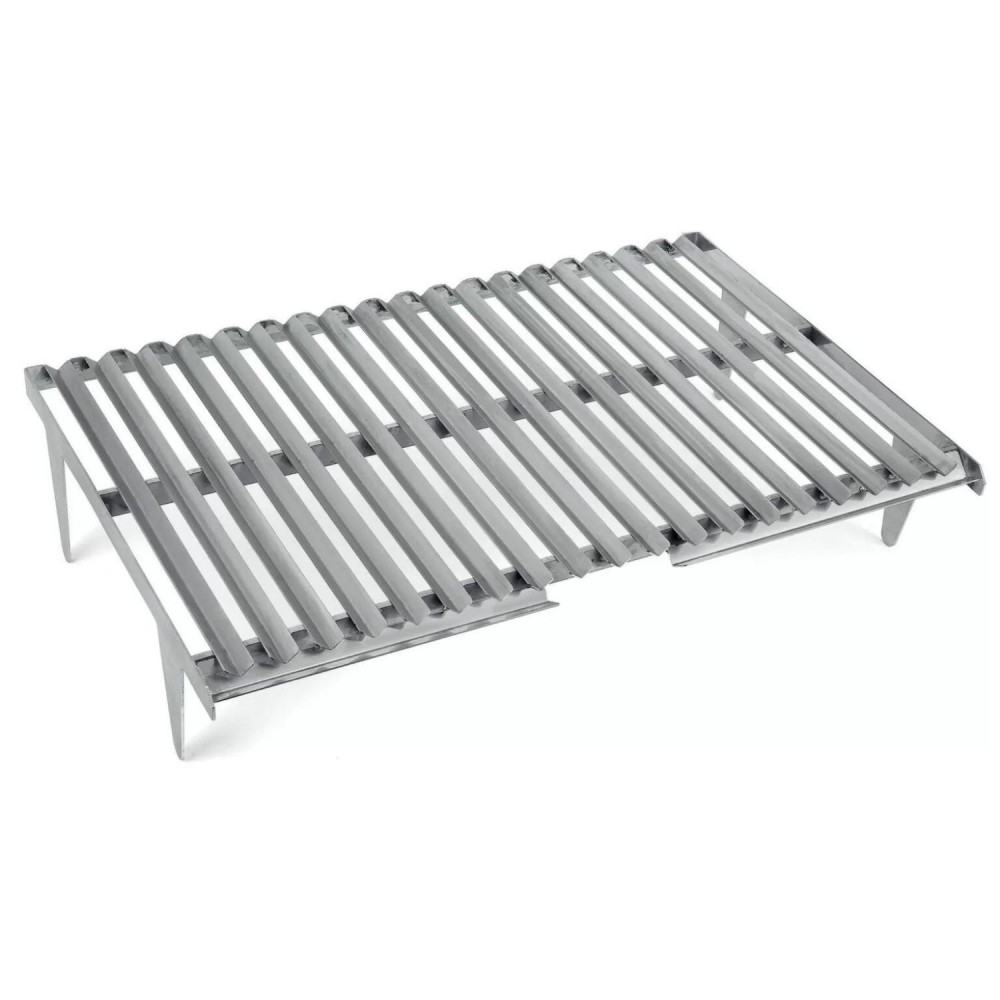 V-shaped drain grate for wood barbecue