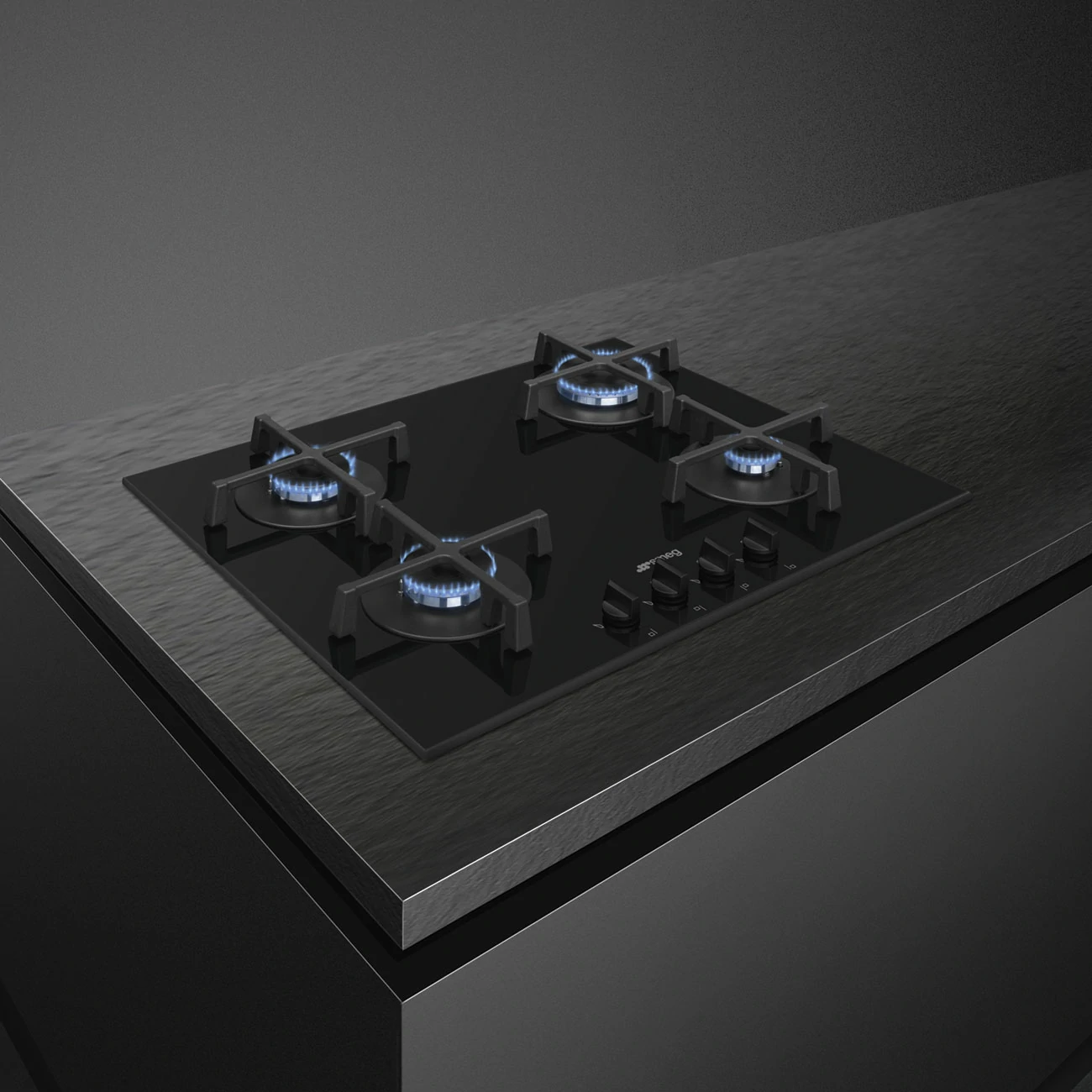 Smeg 60 CM BLACK 4-burner gas cooktop PV264B