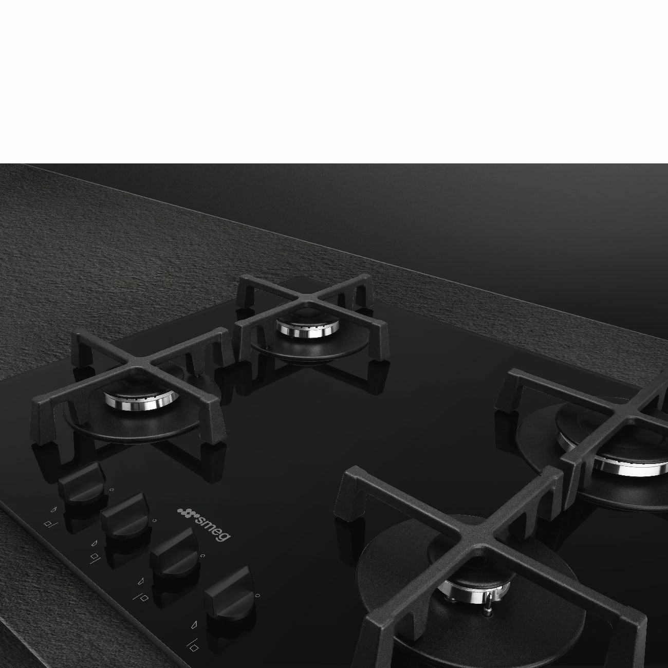 Smeg 60 CM BLACK 4-burner gas cooktop PV264B