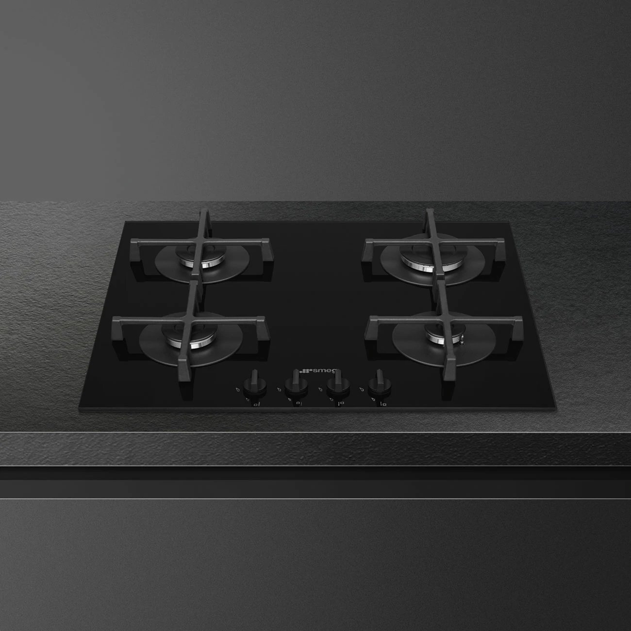 Smeg 60 CM BLACK 4-burner gas cooktop PV264B