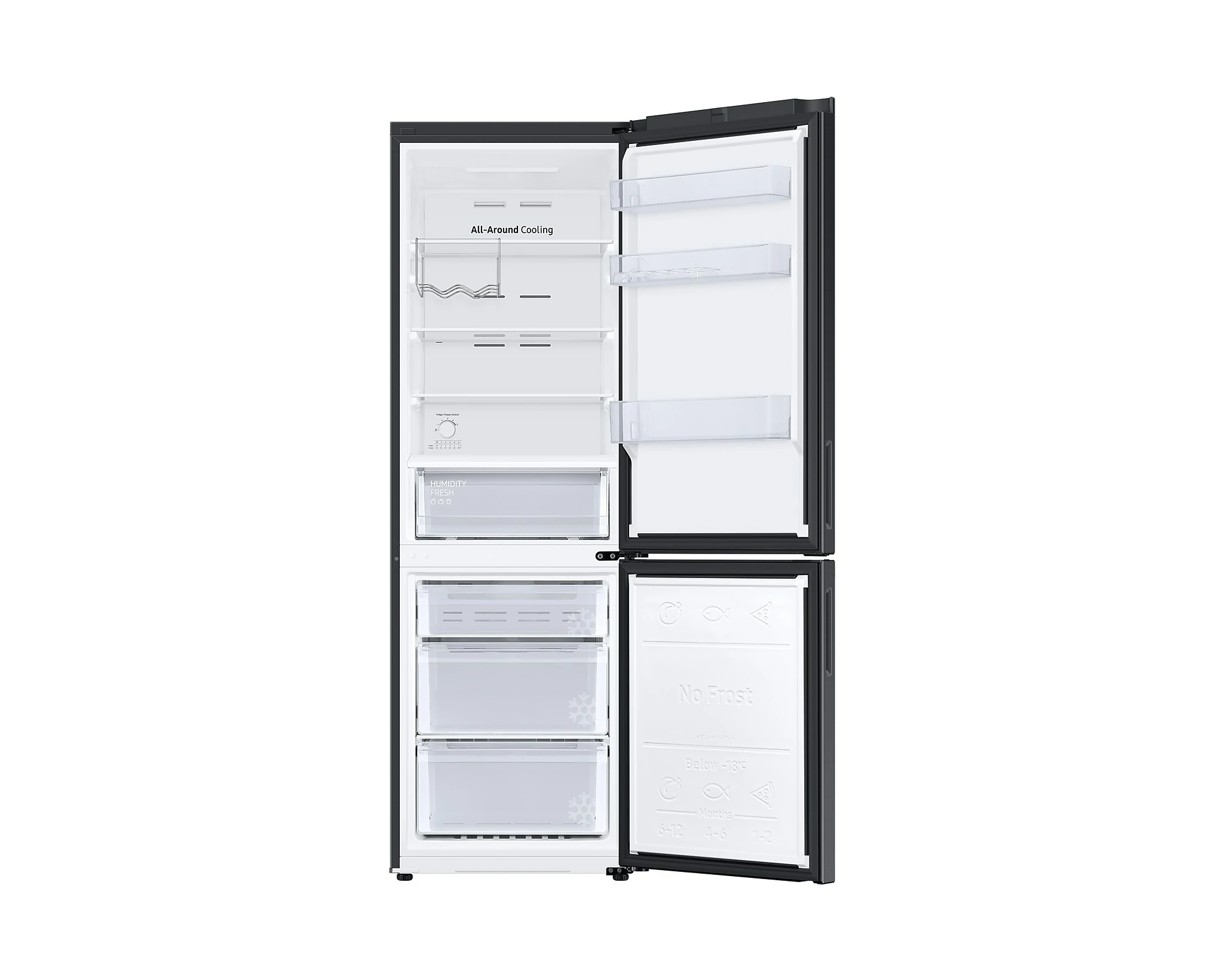 Samsung no frost 344 LT 60CM AND BLACK combination refrigerator RB33B612EBN/EF