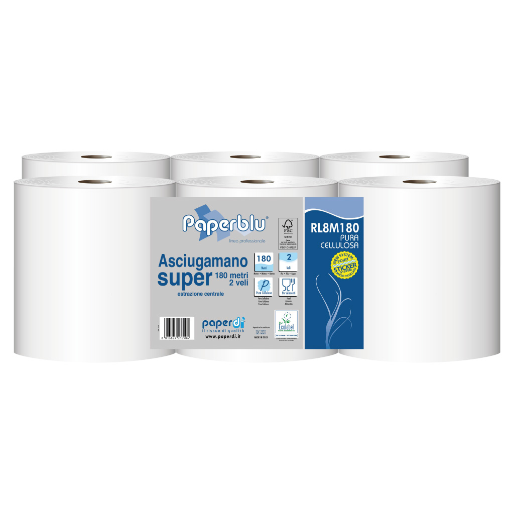 Packing 10 packs of 6 rolls Super 180 central pull paper towels