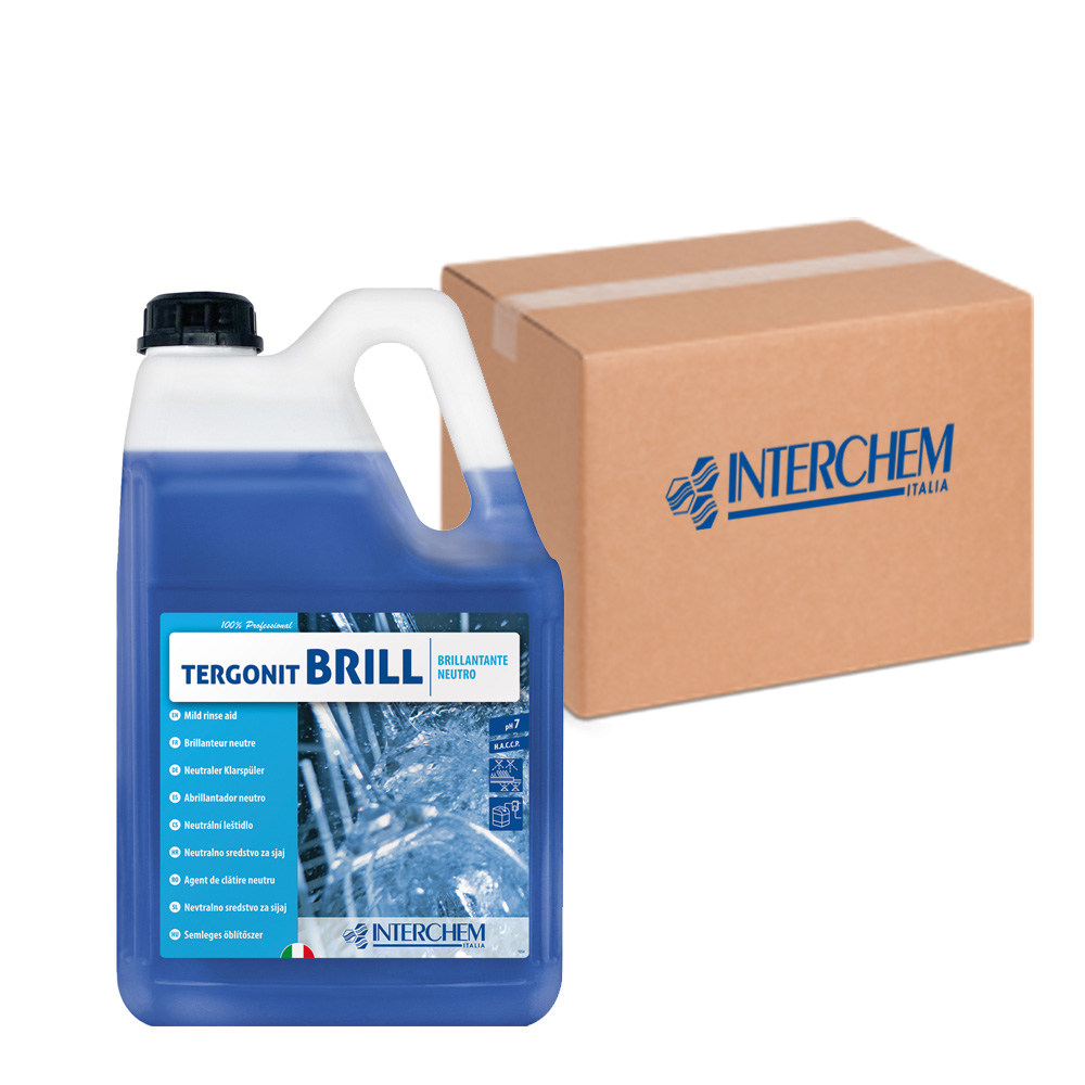 Box of 2 cans Tergonit Brill neutral dishwasher rinse aid for fresh and osmotic water 5 liters