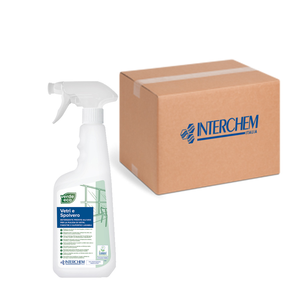 Box of 6 pieces glass cleaner Green Eco Glasses and Dust 750 ml