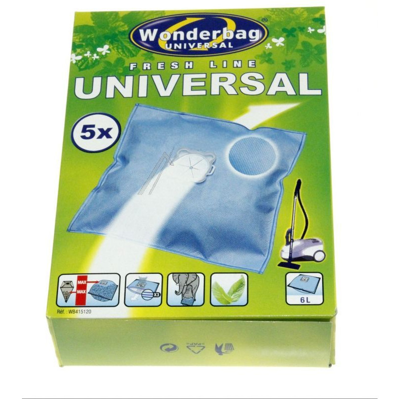 Pack of 5 Wonderbag Mint Aroma universal bags for Rowenta vacuum cleaner