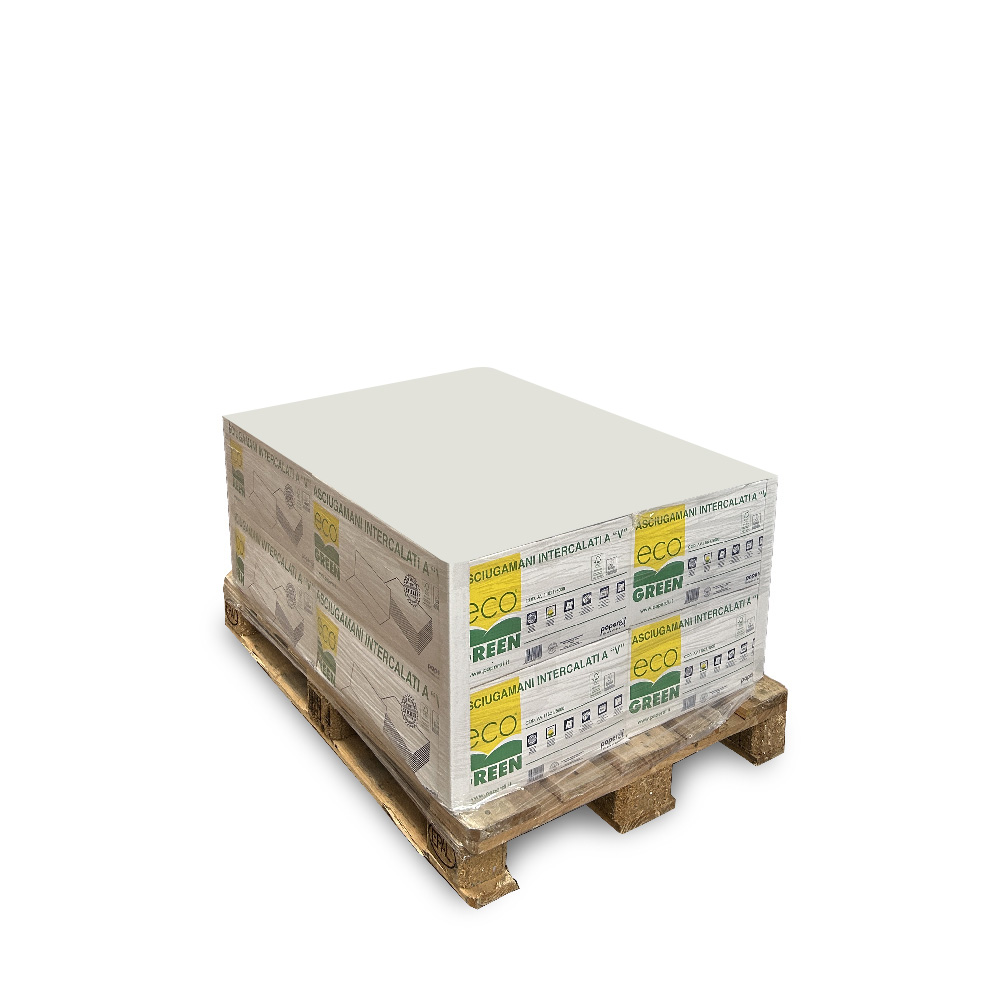 Packaging: 8 boxes of Eco Sticker V-folded paper towels, 20 packs each