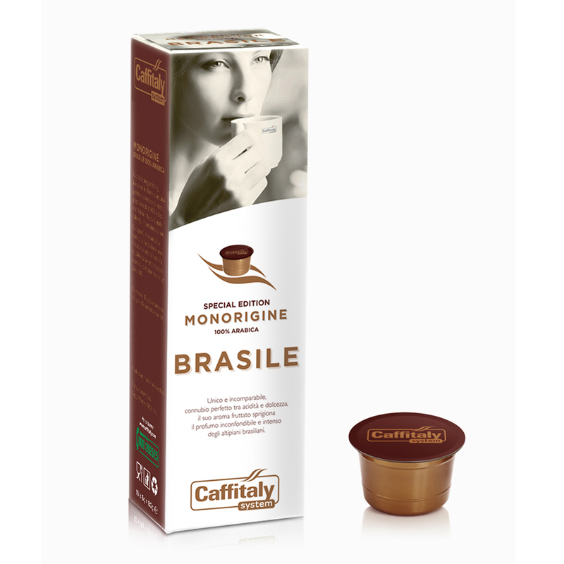 Pack of 10 Single-Origin Brazil Coffee Capsules - Caffitaly