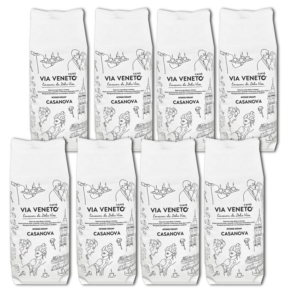 Via Veneto Casanova Blend Whole Bean Coffee 500 g - Pack of 8