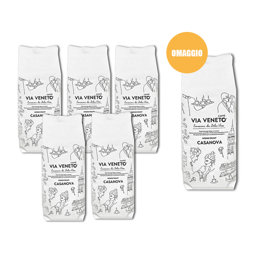PROMO 5+1 Via Veneto Casanova Blend Coffee Beans 500 g