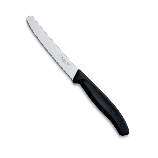 Black corrugated table knife with ergonomic handle - Victorinox Swissclassic