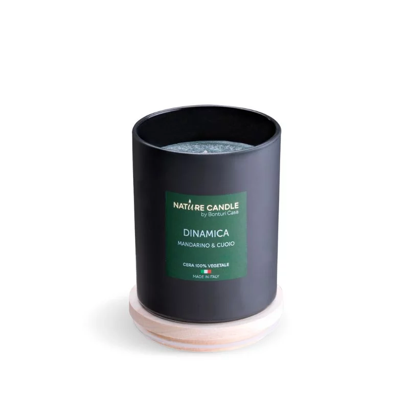 Dinamica natural scented candle - Mandarin and Leather 200 gr - Essenza collection