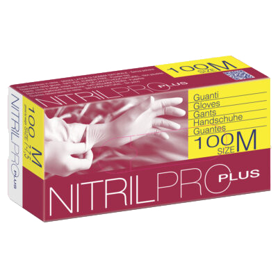 Pack of 100 Pro Plus Nitrile Gloves Size M