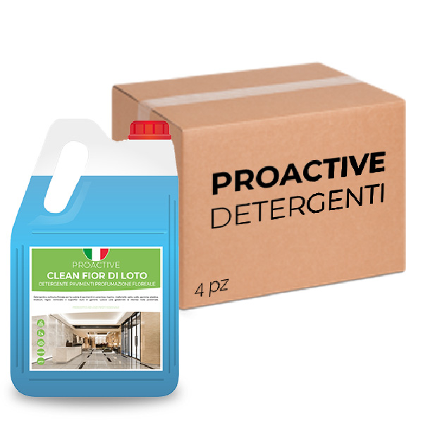 Box of 4 canisters of ProActive Clean Fior di Loto floor cleaner 5 liters