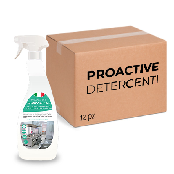 Box of 12 pieces of ProActive 750 ml hydroalcoholic sanitizing degreasing detergent